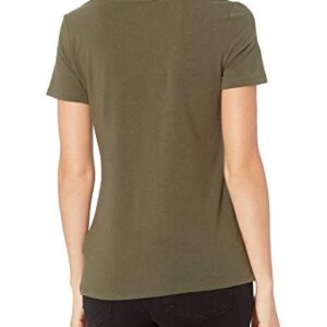 Amazon Essentials Women's Classic-Fit Short-Sleeve Scoop Neck T-Shirt (Available in Plus Size), Pack of 2, Dark Olive/Black, XX-Large