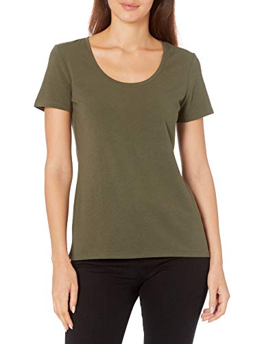 Amazon Essentials Women's Classic-Fit Short-Sleeve Scoop Neck T-Shirt (Available in Plus Size), Pack of 2, Dark Olive/Black, XX-Large