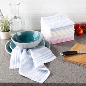 bedford home set of 16-12.5x12.5”-100% cotton wash 4 modern farmhouse multi stripes-dishcloths for cleaning by bh kitchen dish cloth, mult-color
