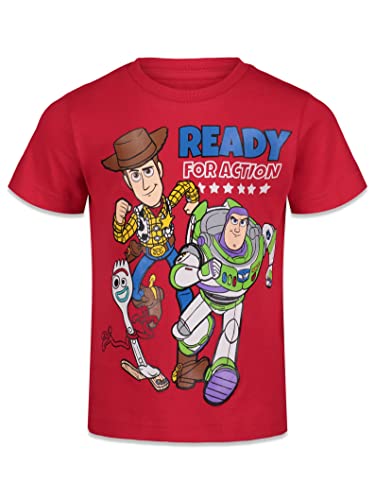 Disney Pixar Toy Story Woody Buzz Lightyear Forky Alien Rex Slinky Dog Toddler Boys 4 Pack T-Shirts Big Kid 2T