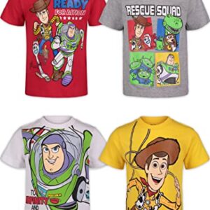 Disney Pixar Toy Story Woody Buzz Lightyear Forky Alien Rex Slinky Dog Toddler Boys 4 Pack T-Shirts Big Kid 3T