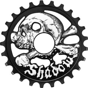 the shadow conspiracy 25t cranium durable graphics-based single speed bmx chainring sprocket, color options - black