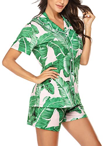 Ekouaer Womens Short Pajamas Set Soft Cotton Sleepwear Pjs Set with Printed Pattern(PAT3,Medium)