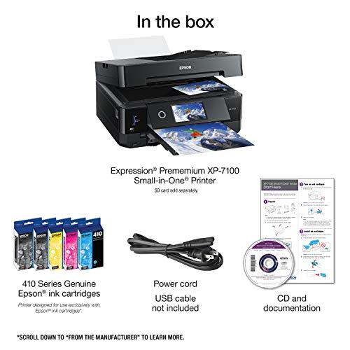 Epson Expression Premium XP-7100 Wireless Color Photo Printer with ADF, Scanner and Copier. Full 1-Year Limited Warranty (Renewed Premium),Black