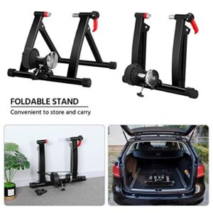 Yaheetech Magnetic Bike Trainer Stand w/ 6 Speed Level Wire Control Adjuster,Noise Reduction,Quick-Release & Front Wheel Riser Resistance Foldable Bicycle Exercise Stand for Mountain & Road Bikes