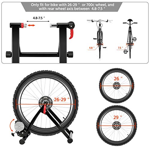 Yaheetech Magnetic Bike Trainer Stand w/ 6 Speed Level Wire Control Adjuster,Noise Reduction,Quick-Release & Front Wheel Riser Resistance Foldable Bicycle Exercise Stand for Mountain & Road Bikes