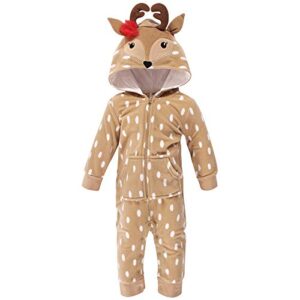 hudson baby unisex fleece jumpsuits, coveralls, and playsuits, girl reindeer baby, 0-3 months