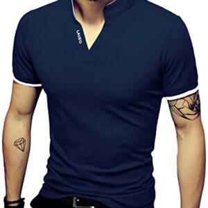 LOGEEYAR Mens Fashion Polo Shirt Short/Long-Sleeve Slim Fit Henley T-Shirts Pique Cotton Clothes