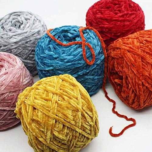 Clisil Knitting Chenille Yarn DIY Forest Biome Velvet Chenille Yarn Bulky Luxury Polyester Chenille Yarn for Crochet Hat Scarf Sweater Shawl Toy 8oz/250g