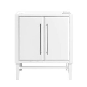 avanity white 30-inch mason bath vanity cabinet with silver trim