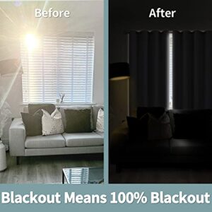 BGment 100% Blackout Curtains for Bedroom with Black Liner, Thermal Insulated Thick Double Layers Total Light Blocking Grommet Window Curtains 63 Inch Length 2 Panels Set (42 x 63 Inch, Light Grey)