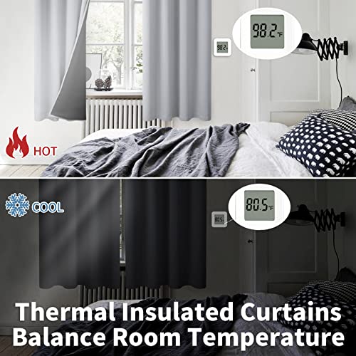 BGment 100% Blackout Curtains for Bedroom with Black Liner, Thermal Insulated Thick Double Layers Total Light Blocking Grommet Window Curtains 63 Inch Length 2 Panels Set (42 x 63 Inch, Light Grey)