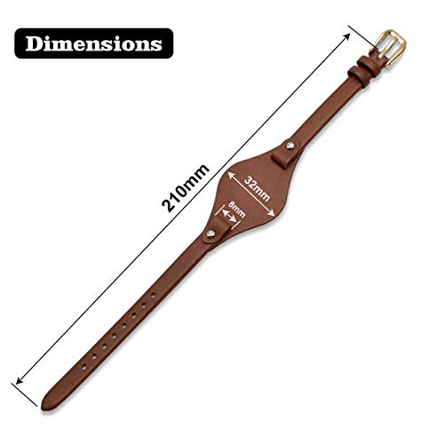 KAMIU Women's 8mm Watch Band Genuine Calf Leather Replacement Straps Watch Strap for Fossil ES3148 ES4119 ES4176 ES3262 ES3077 (Coffee - Golden Buckle)