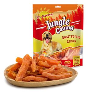 jungle calling natural sweet potato dog treats, low fat, skinless sweet potato chews for dogs training snacks