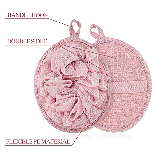 6 Pieces Bath Shower Loofah Pouf Sponge Mesh Pouf Shower Ball Exfoliating Body Loofah Pad Shower Scrubber Ball Shower Glove with Flower Bath Ball (Multi-color)