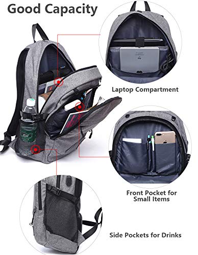 adorence Basketball Backpack with Ball Compartment(Ball Net, Water Resist) Soccer Bag/Volleyball Backpack- Grey