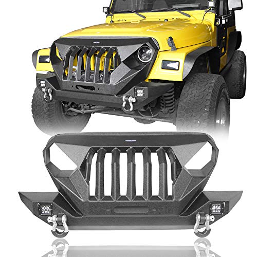 Hooke Road Mad Max Front Bumper Grill w/ 2X 18W LED Lights for 1997-2006 Jeep Wrangler TJ