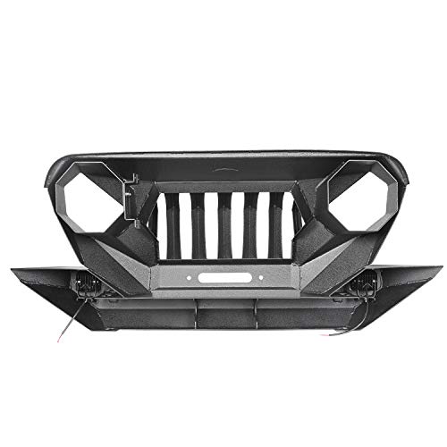 Hooke Road Mad Max Front Bumper Grill w/ 2X 18W LED Lights for 1997-2006 Jeep Wrangler TJ