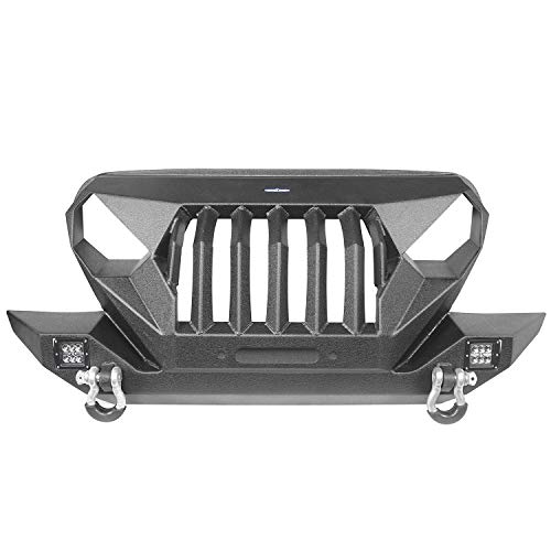 Hooke Road Mad Max Front Bumper Grill w/ 2X 18W LED Lights for 1997-2006 Jeep Wrangler TJ