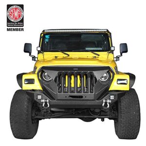 Hooke Road Mad Max Front Bumper Grill w/ 2X 18W LED Lights for 1997-2006 Jeep Wrangler TJ