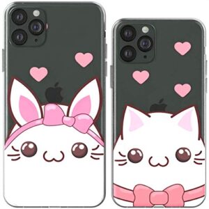 toik matching couple cases for apple iphone 11 pro xs max xr 10 x 8 plus 7 6s 5s se kawaii flexible design cat clear girlfriend cute tpu lovely protective gift print silicone bow bunny