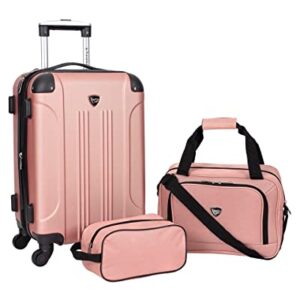 Travelers Club Chicago Hardside Expandable Spinner Luggages, Rose Gold, 3 Piece Set