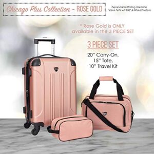 Travelers Club Chicago Hardside Expandable Spinner Luggages, Rose Gold, 3 Piece Set