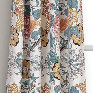 Lush Decor Sydney Curtains | Floral Garden Room Darkening Window Set for Living, Dining, Bedroom x 52”, Blue and Yellow, 108" L Panel Pair, Blue & Yellow