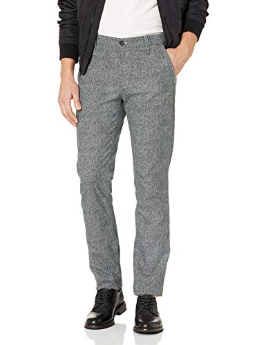 AG Adriano Goldschmied Men's The Marshall Slim Fit Stretch Moleskin Chino Pant, Civil Herringbone Pure Black, 33