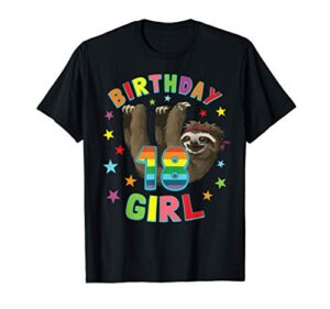 girl 18th birthday sloth 18 year old b-day party women t-shirt