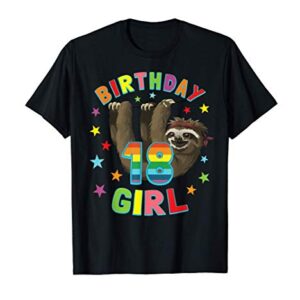 Girl 18th Birthday Sloth 18 Year Old B-day Party Women T-Shirt