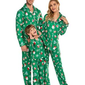 Ekouaer Womens Pajama Sets for Christmas Santa Claus Family Pjs Sets Button Up Classic Nightwear (Women/Green,L)