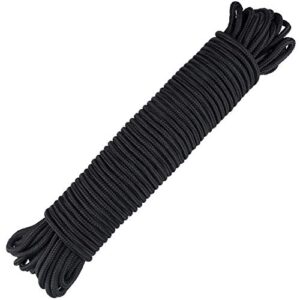 jijacraft nylon rope,100 feet black nylon rope,1/4 inch solid braided rope thick strong nylon rope for multi-purpose tie down,clothesline,gardening,craft projects