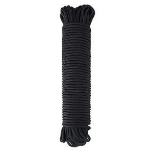 jijAcraft Nylon Rope,100 Feet Black Nylon Rope,1/4 Inch Solid Braided Rope Thick Strong Nylon Rope for Multi-Purpose Tie Down,Clothesline,Gardening,Craft Projects