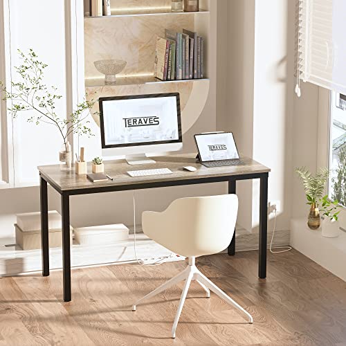 Teraves Computer Desk/Dining Table Office Desk Sturdy Writing Workstation for Home Office (55.11“, Black Oak)