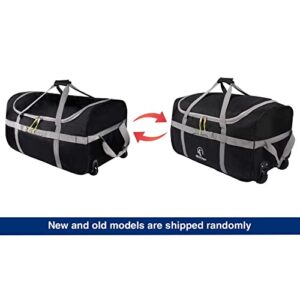 REDCAMP Foldable Duffle Bag with Wheels 120L 30", 1680D Oxford Collapsible Extra Large Duffel Bag with Rollers for Camping Travel Gear, Black