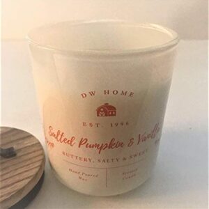 DW Home Richly Scented Candle Salted Pumpkin + Vanilla in Glass Jar with Wooden Lid, 8.5 Oz.