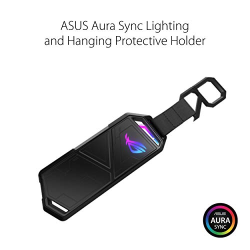 ASUS ROG STRIX Arion Aluminum Alloy M.2 NVMe SSD External Portable Enclosure Case Adapter, USB 3.2 Gen 2 Type-C (10 Gbps), USB-C to C and USB-C to A Cables, Fits PCIe 2280/2260/2242/2230 M Key/B+M Key