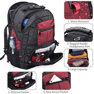 NUBILY Laptop Backpack 17 Inch Waterproof Extra Large TSA Travel Backpack Anti Theft College Business Mens Backpacks with USB Charging Port 17.3 Gaming Computer Backpack for Women Men Red 45L