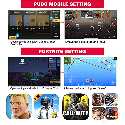 Mobile Game Controller w/ L1R1 L2R2 Triggers [ 6 Finger ], PUBG/COD Mobile Controller w/Cooling Fan & 1200mAh Power Bank, Gaming Grip Joystick Gamepad, Shoot Aim Keys for 4.7-6.5" Android iOS Phone