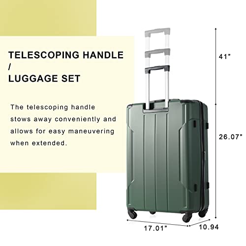 Merax Hardside Suitcases With Wheels Lightweight Carry-On Luggage, TSA Lock and Reinforced Corners, 20" 24" 28" Suitcases (24 inch, Green)