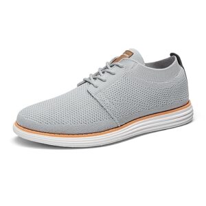 bruno marc mens mesh sneakers oxfords lace-up lightweight casual walking shoes, grey - 9.5(grand-01)
