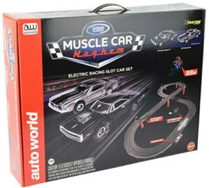 auto world/vrc hobbies muscle car mayhem ho scale slot car race set cp7605