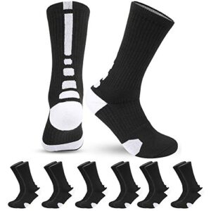 boruizhen men's athletic crew socks basketball socks sport compression cushion socks for running and training (6 pairs)