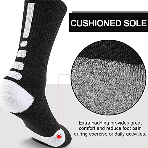 boruizhen Men's Athletic Crew Socks basketball Socks Sport Compression Cushion Socks for Running and Training (6 Pairs)