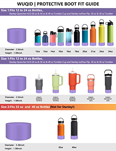 WUQID Protective Silicone Boot Sleeve for 12oz-40oz Sport Flask/Stanley Water Bottles Tumbler Anti-Slip Bottom Sleeve Cover for All Water Bottles Bottom Width of 2.83&3.56in