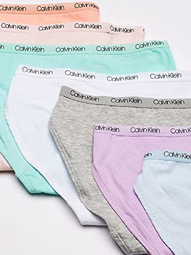 Calvin Klein Girls' Cotton Underwear Bikini Panties, 7 Pack-Fun Icons, Large