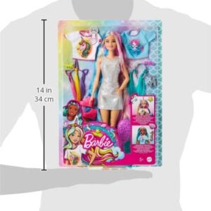 Barbie Fantasy Hair Doll & Accessories, Long Colorful Blonde Hair with Mermaid and Unicorn-Inspired Clothes