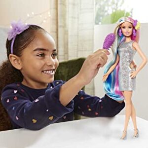 Barbie Fantasy Hair Doll & Accessories, Long Colorful Blonde Hair with Mermaid and Unicorn-Inspired Clothes