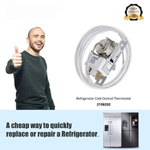 2198202 Refrigerator Cold Control Thermostat Replacement Compatible with Whirlpool Refrigerators Replaces 2161284 2198201 PS11739232 AP6006166 WP2198202